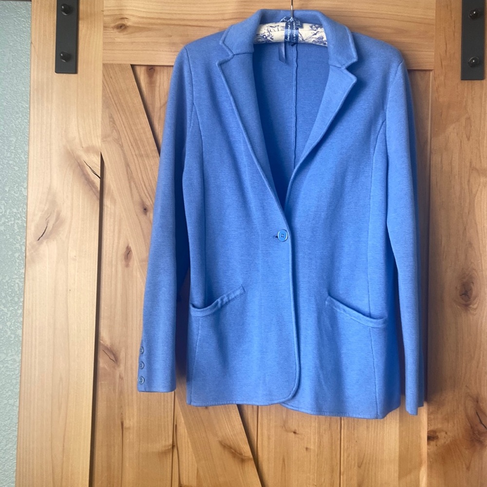 Talbots blue knit blazer, size medium